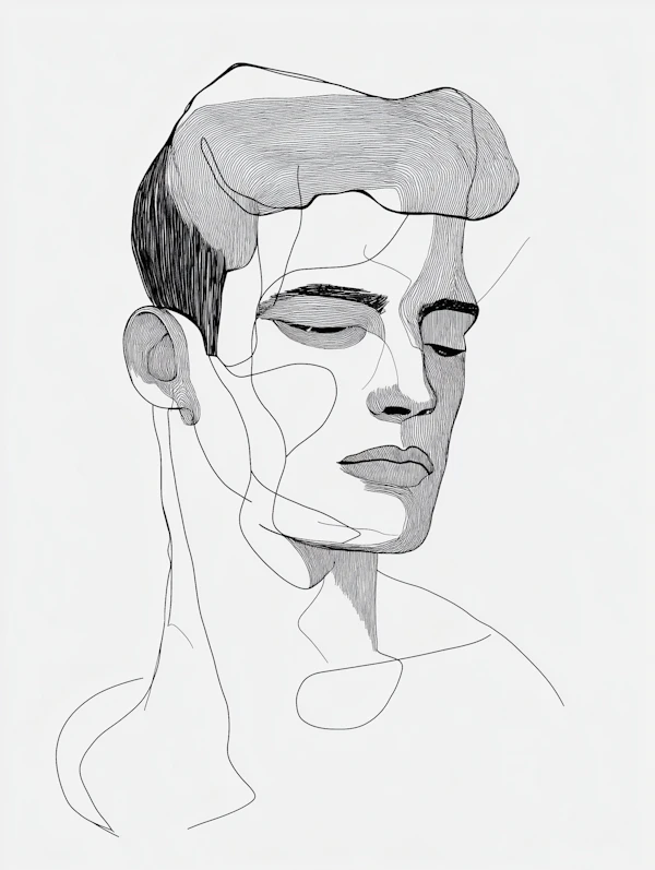 Minimalist Line Drawing of a Human Face