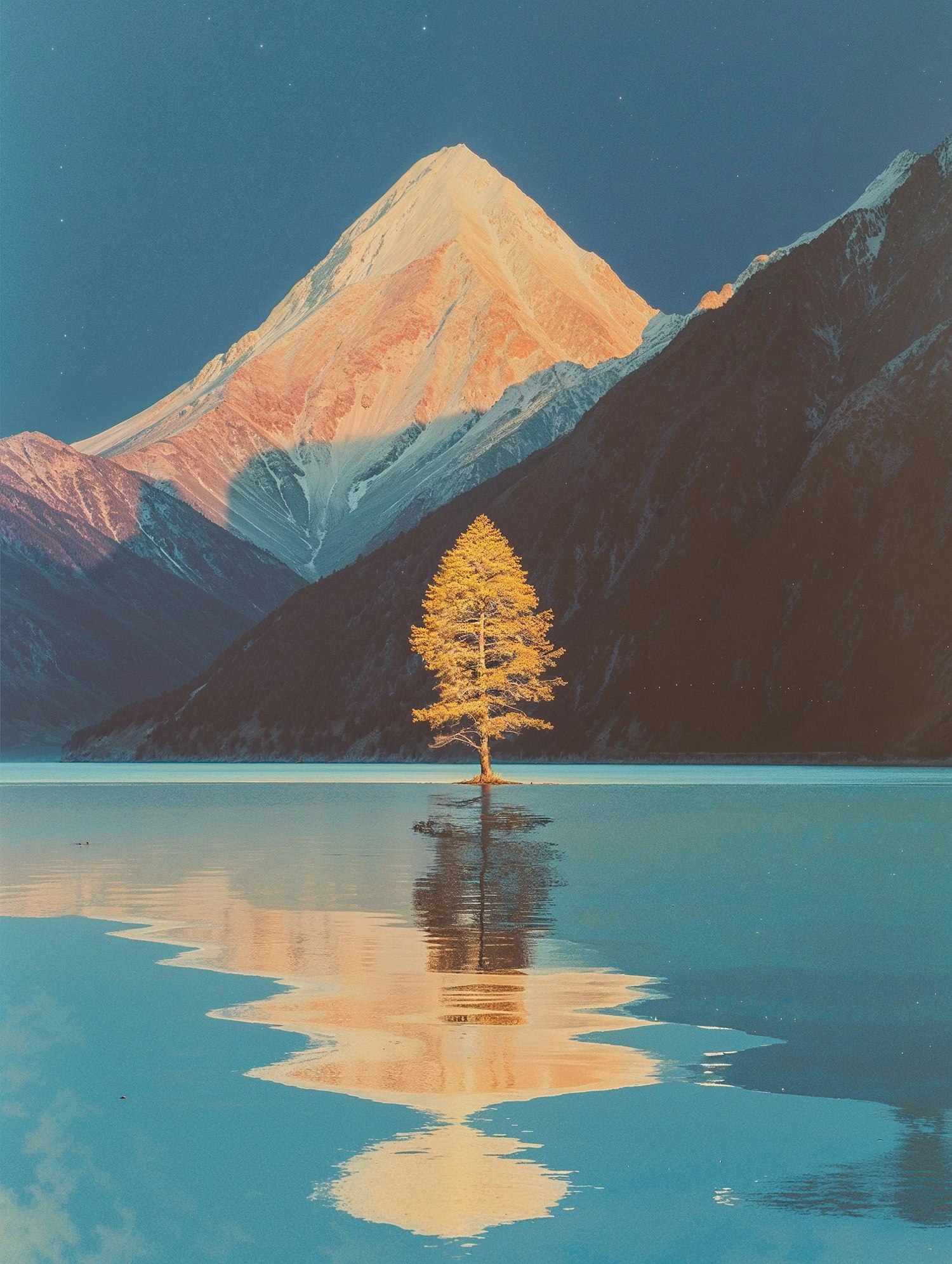 Majestic Mountain and Solitary Tree