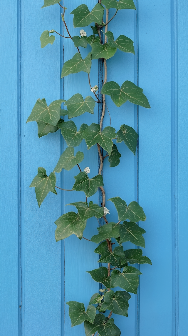 Vine on Blue Wooden Surface