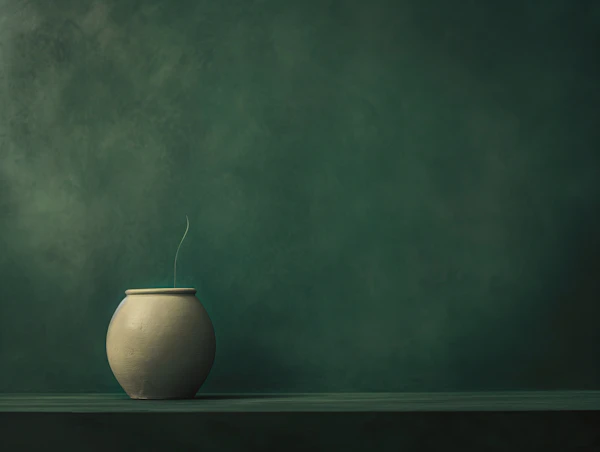 Rustic Beige Pot with Wisp of Smoke