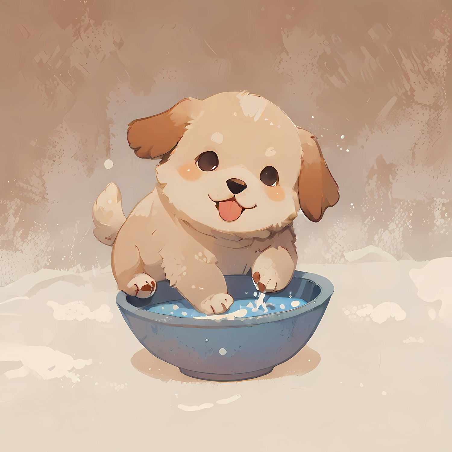 Playful Puppy in Water