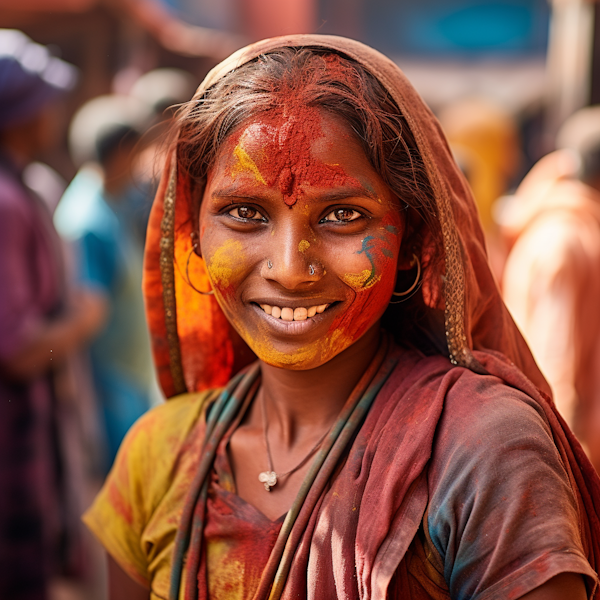 Joyful Holi Celebration Portrait