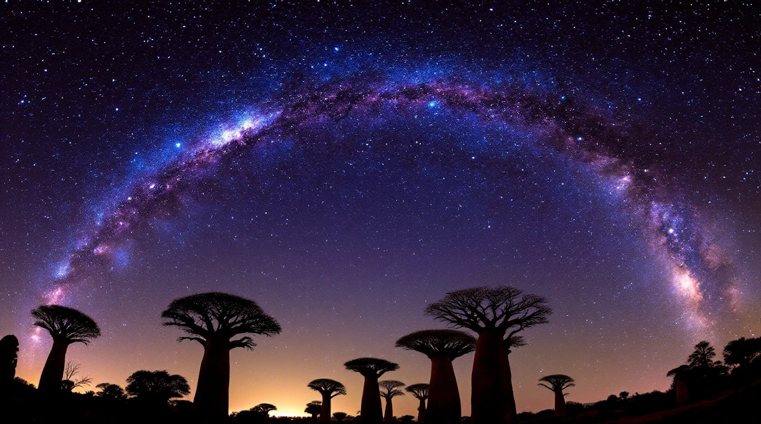 Milky Way Over Baobab Trees