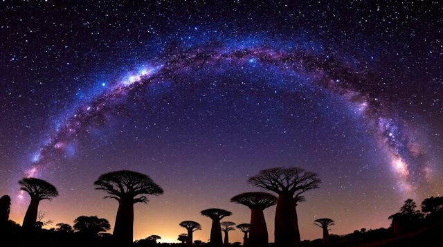 Milky Way Over Baobab Trees