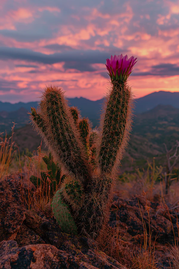 Cactus in Sunset Desert