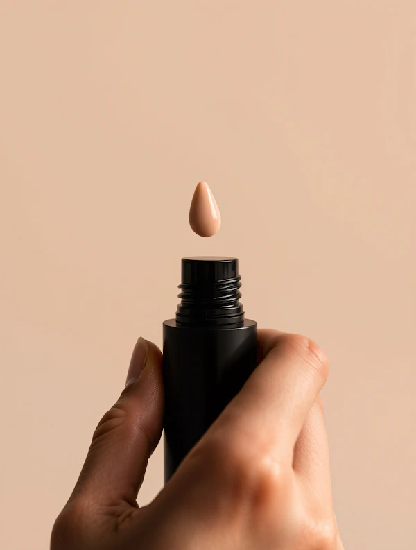 Close-up of Hand with Cosmetic Product