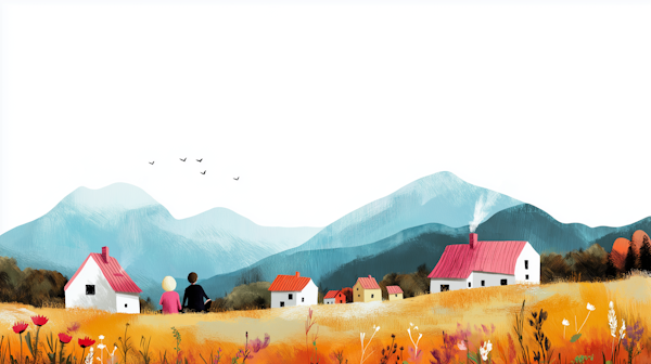 Serene Rural Landscape Illustration