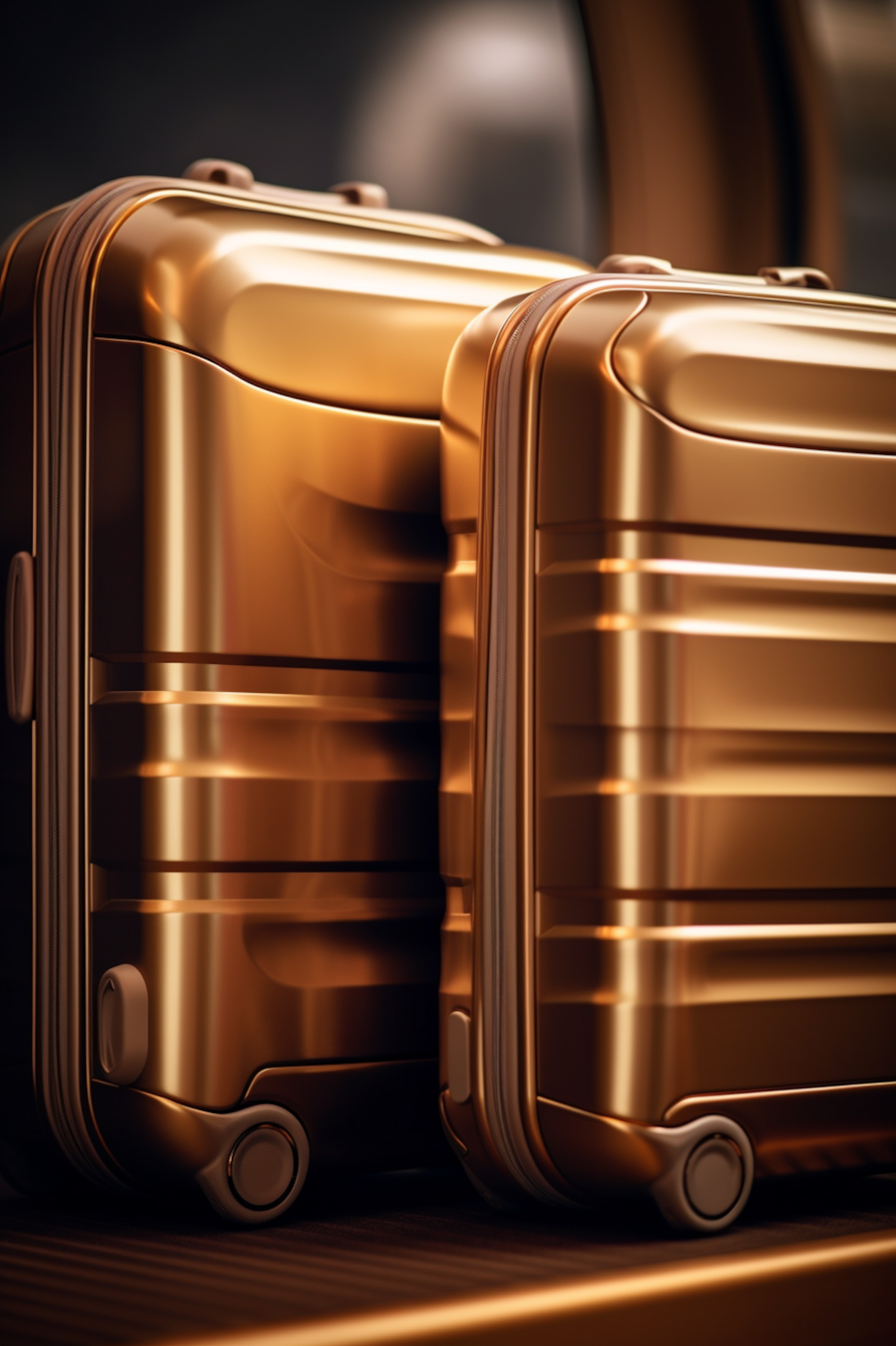 Elegant Bronze Contoured Suitcases