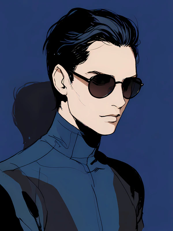 Stylized Portrait of a Person in Blue