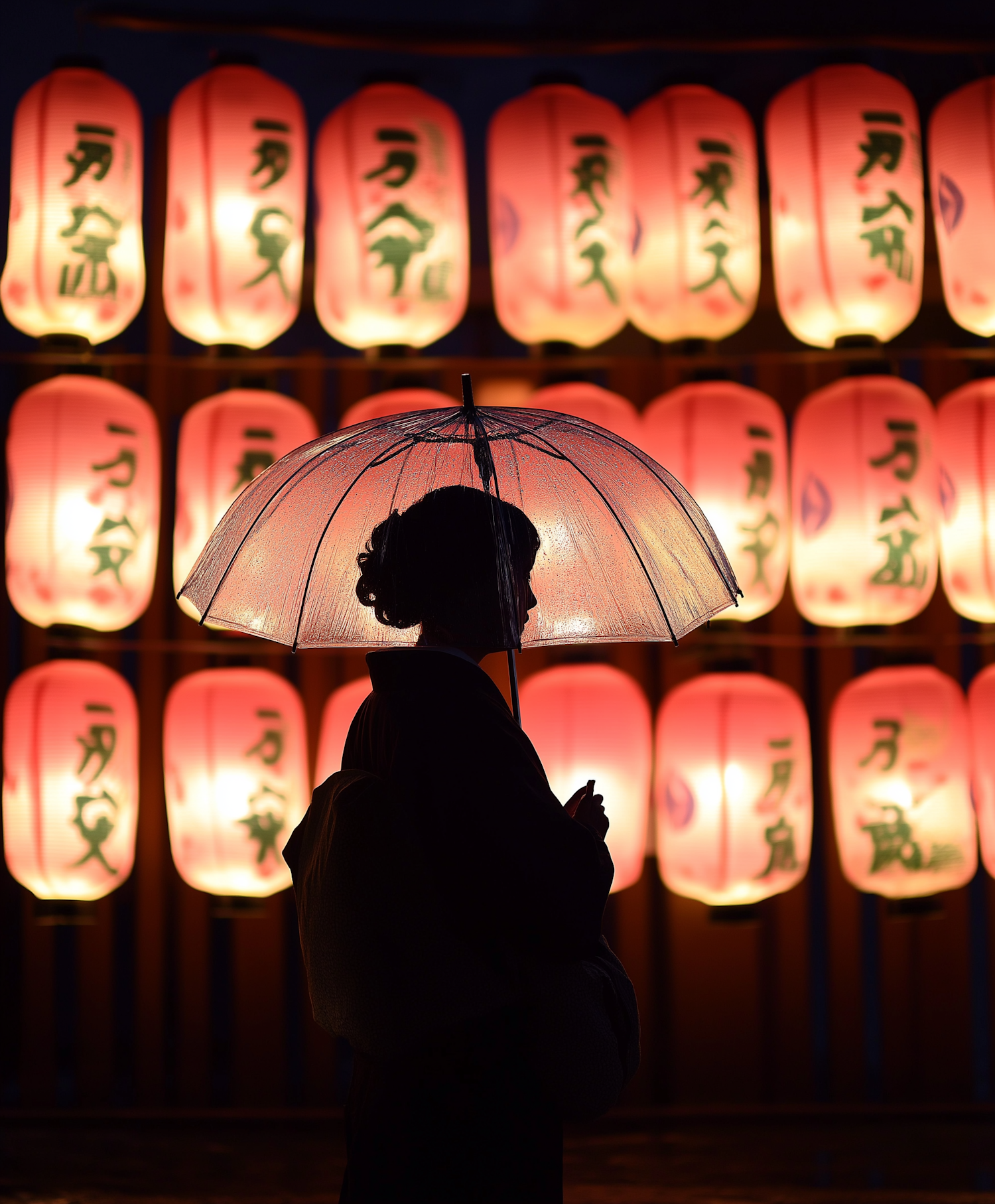 Silhouette with Lanterns