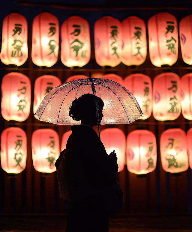 Silhouette with Lanterns