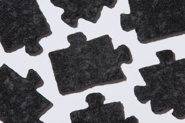 Black Puzzle Pieces Close-Up