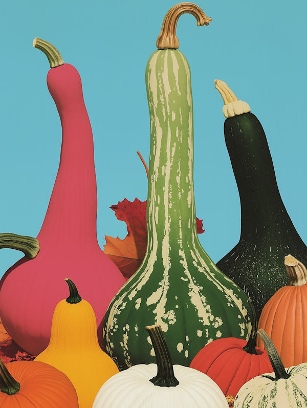 Colorful Gourds and Pumpkins