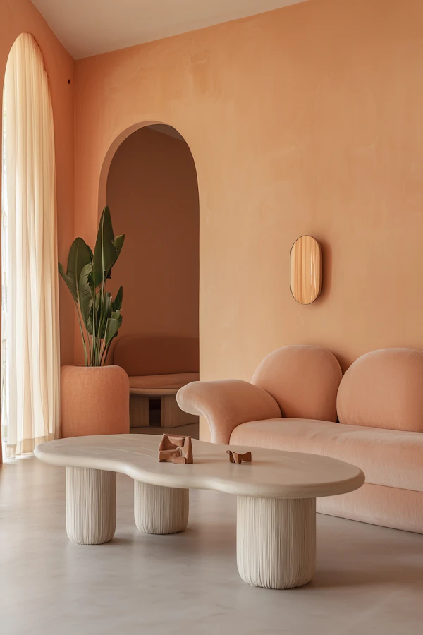 Modern Peach Living Room
