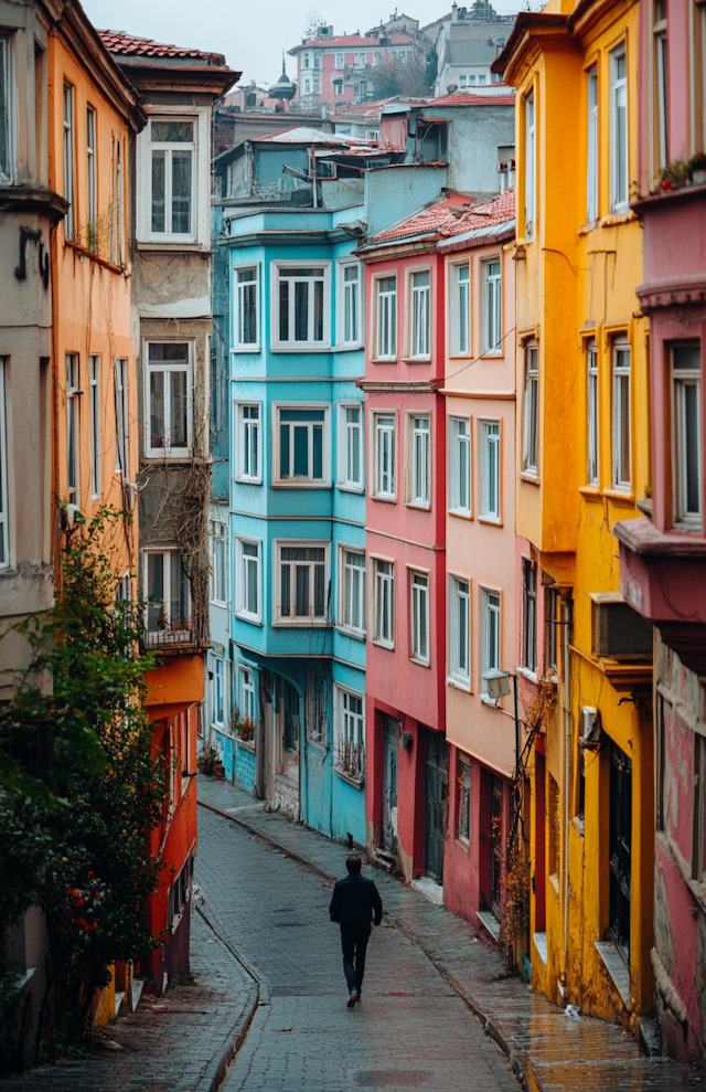 Vibrant Urban Street After Rain