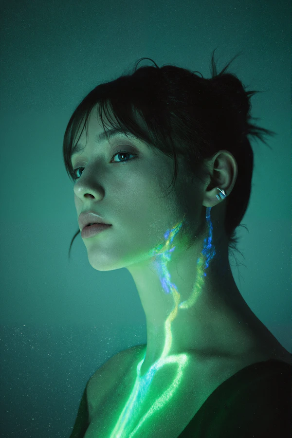 Futuristic Portrait of a Young Woman