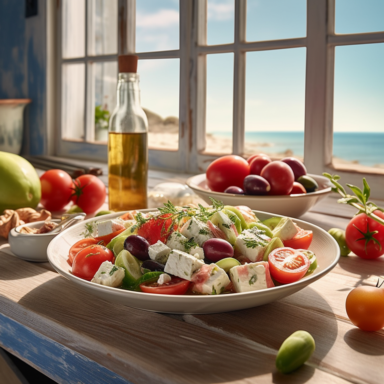 Vibrant Greek Salad by the Sea