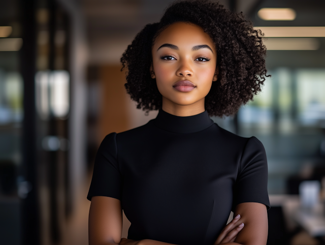 Confident Young Woman in Professional Setting