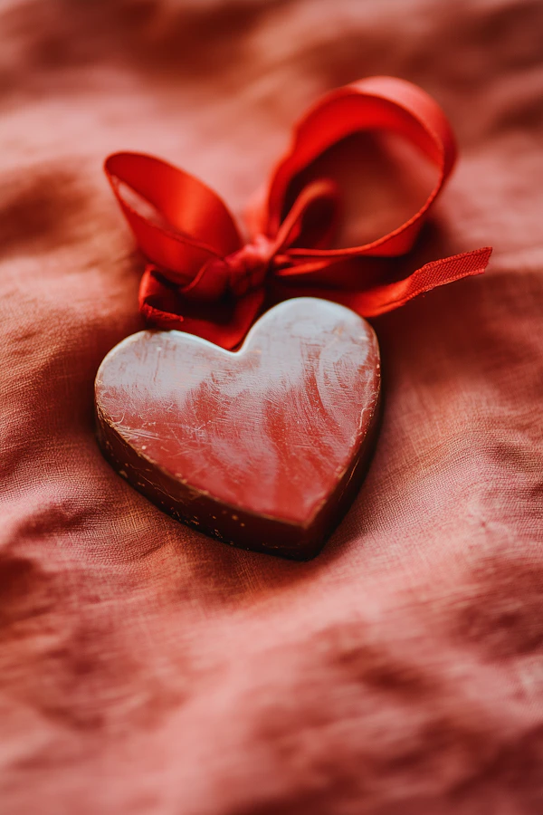 Heart-shaped Chocolate with Ribbon