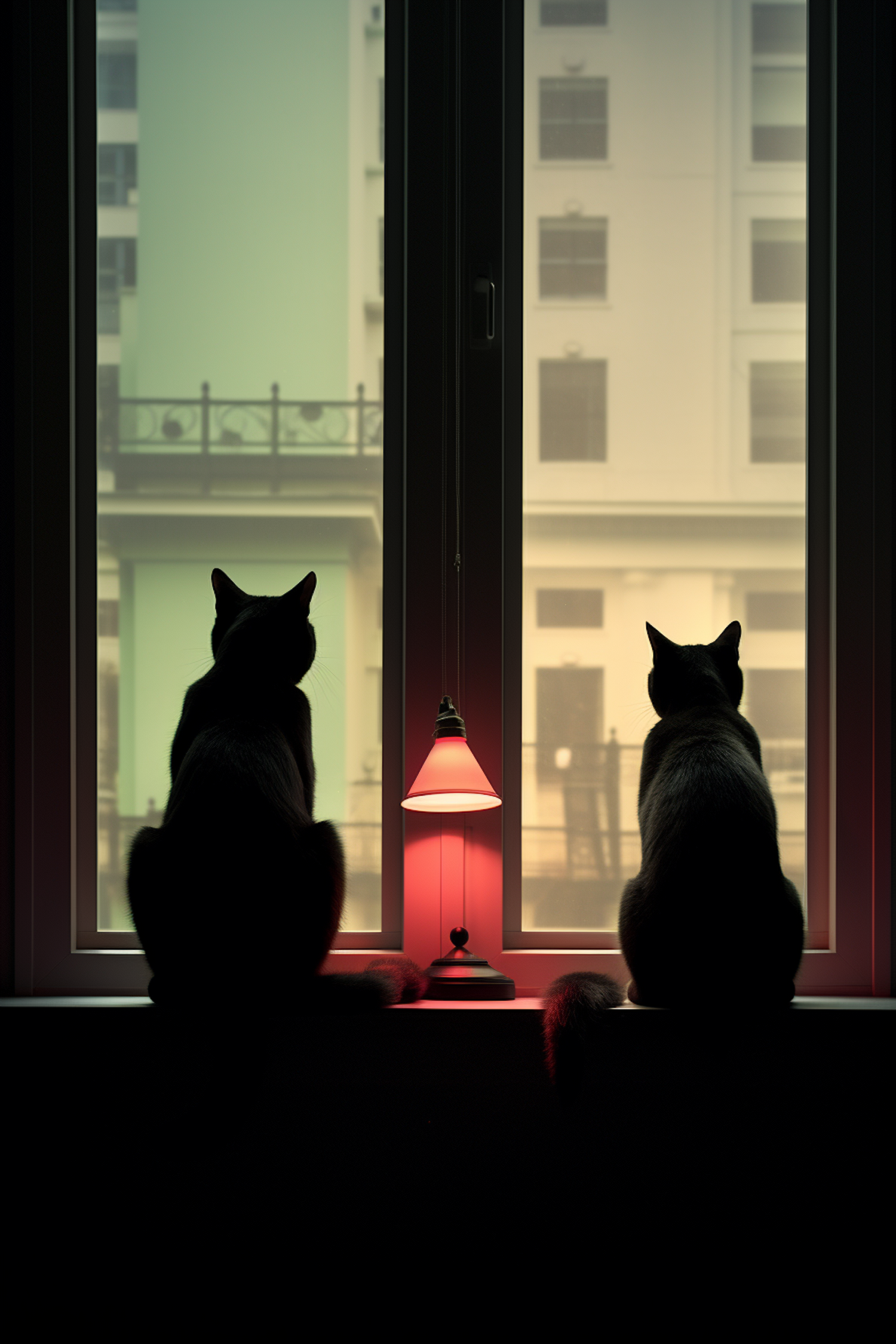 Contemplative Feline Silhouettes at Dusk