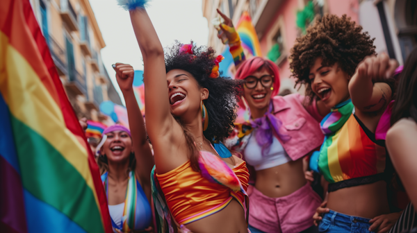 Joyful Woman at Pride Parade