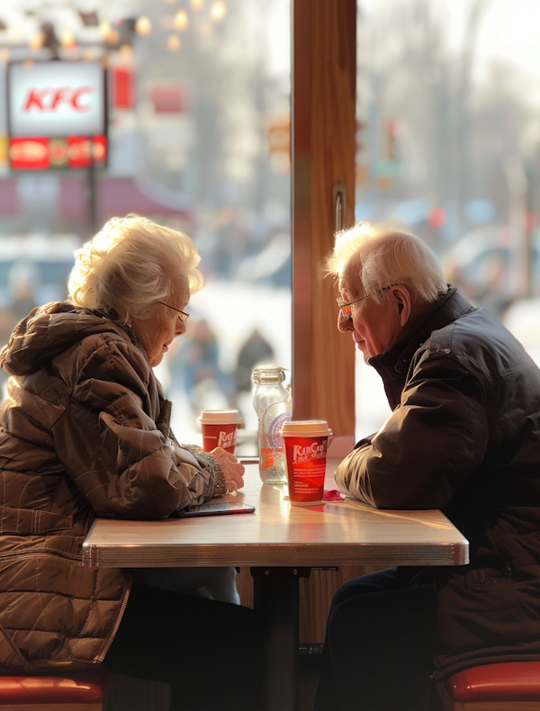 Elderly Couple in Cafe