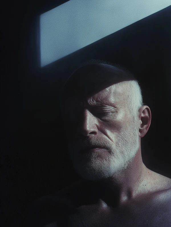 Contemplative Older Man in Dramatic Lighting