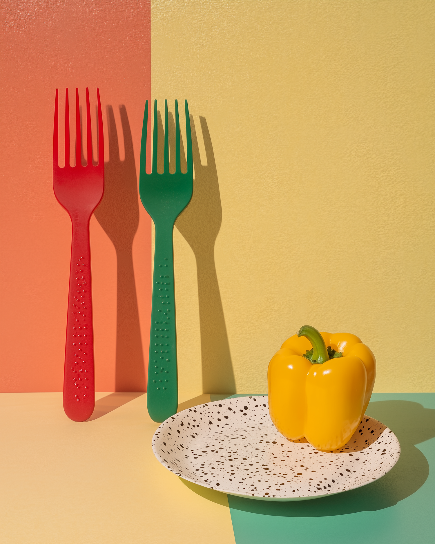 Vibrant Forks and Bell Pepper