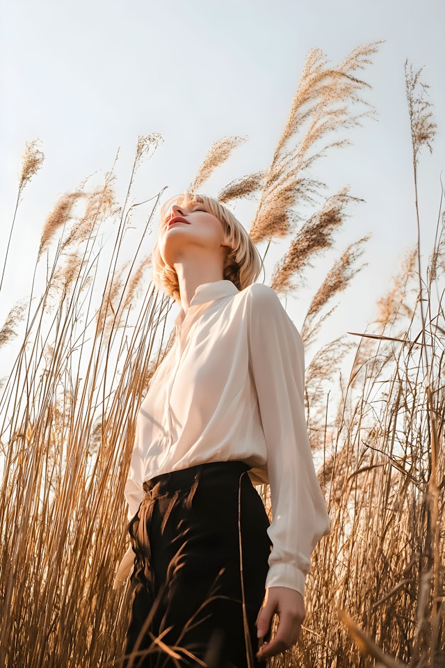 Person in Golden Grasses