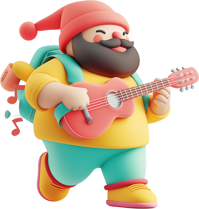 Animated Character Playing Guitar