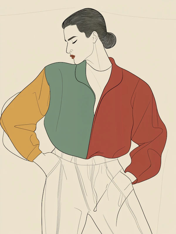 Stylized Portrait with Color Block Jacket