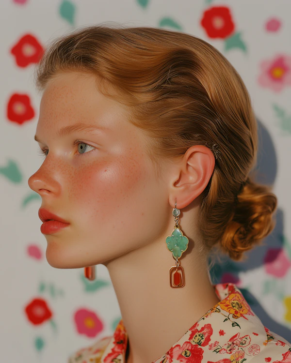 Serene Woman with Floral Background