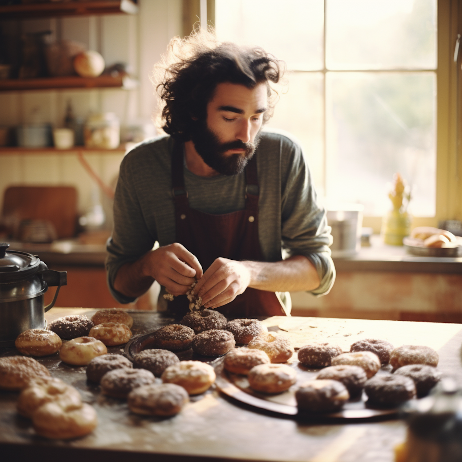 Artisan Baker Garnishing Homemade Donuts