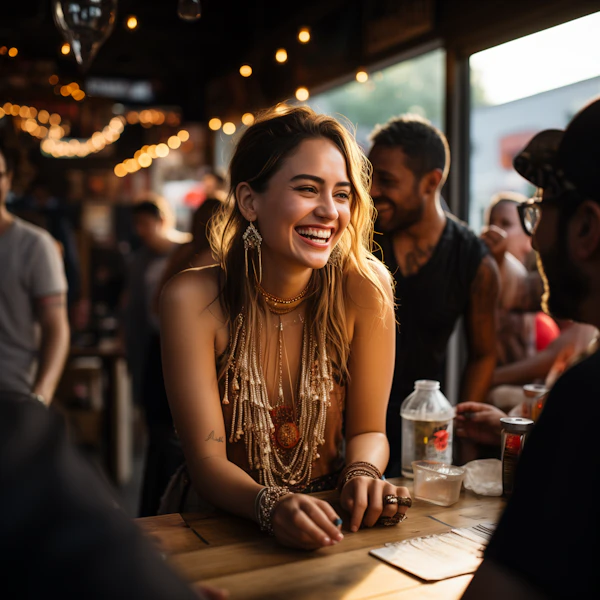 Radiant Bohemian in Joyful Repartee