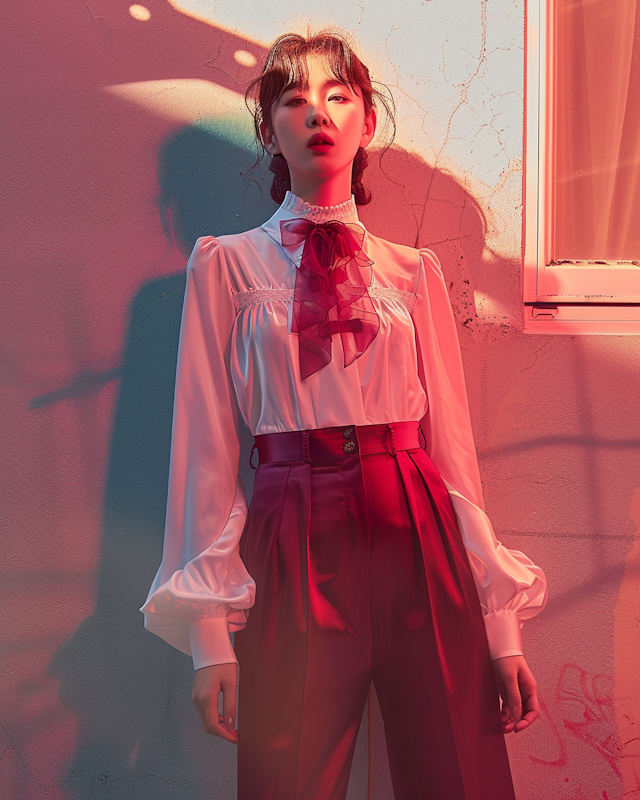 Pensive Young Woman in Vintage Attire