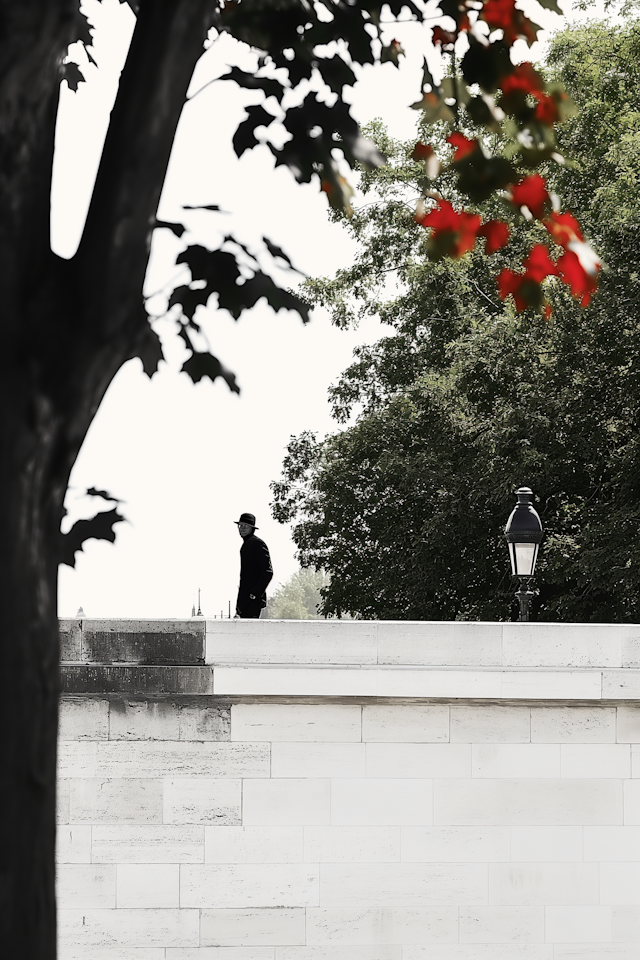 Solitary Figure on a Ledge