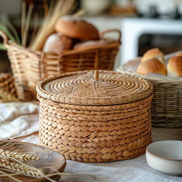 Rustic Kitchen with Wicker Basket