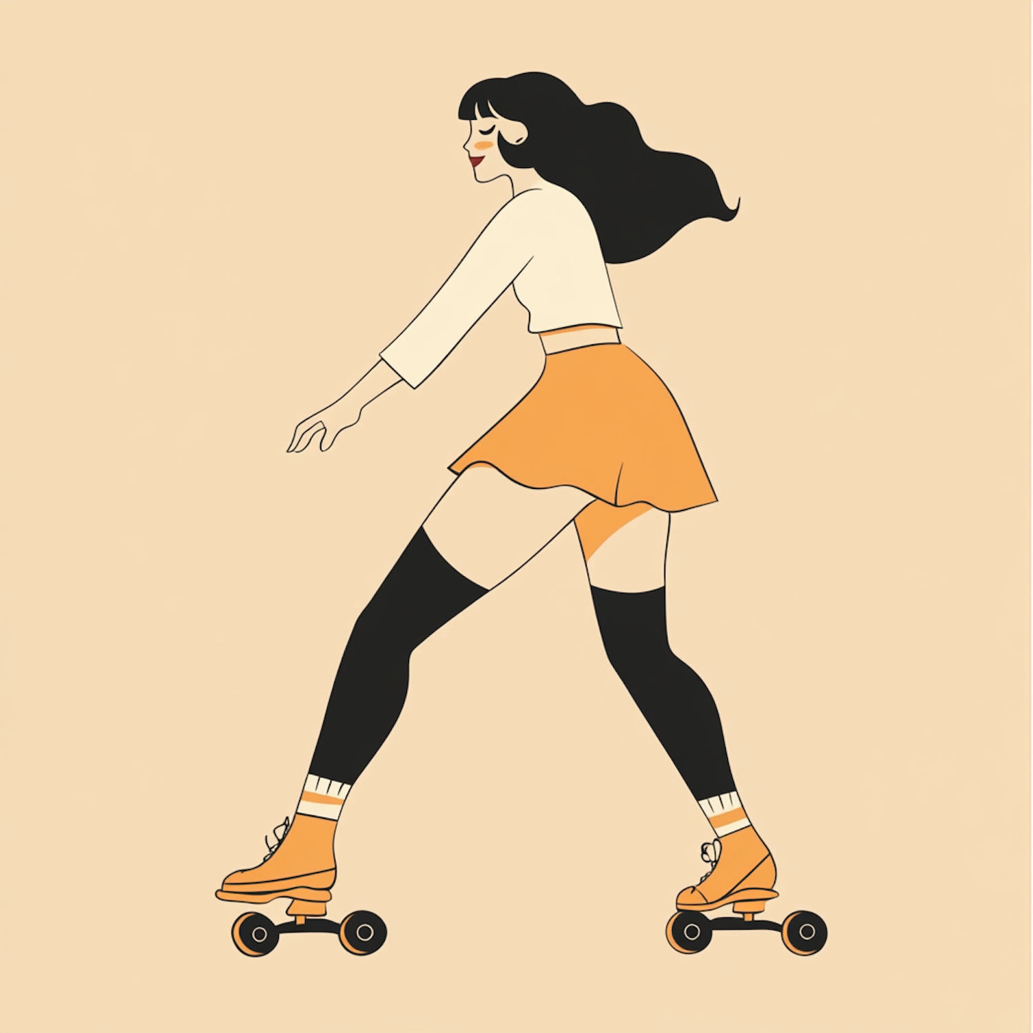 Stylized Roller-Skating Woman