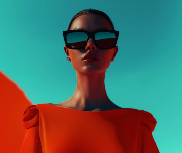 Chic Woman with Angular Sunglasses