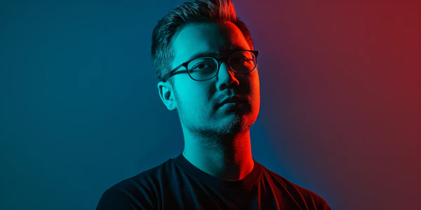 Dramatic Two-Toned Portrait of a Young Man