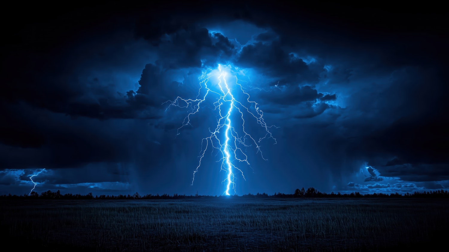 Lightning Strike in Stormy Sky