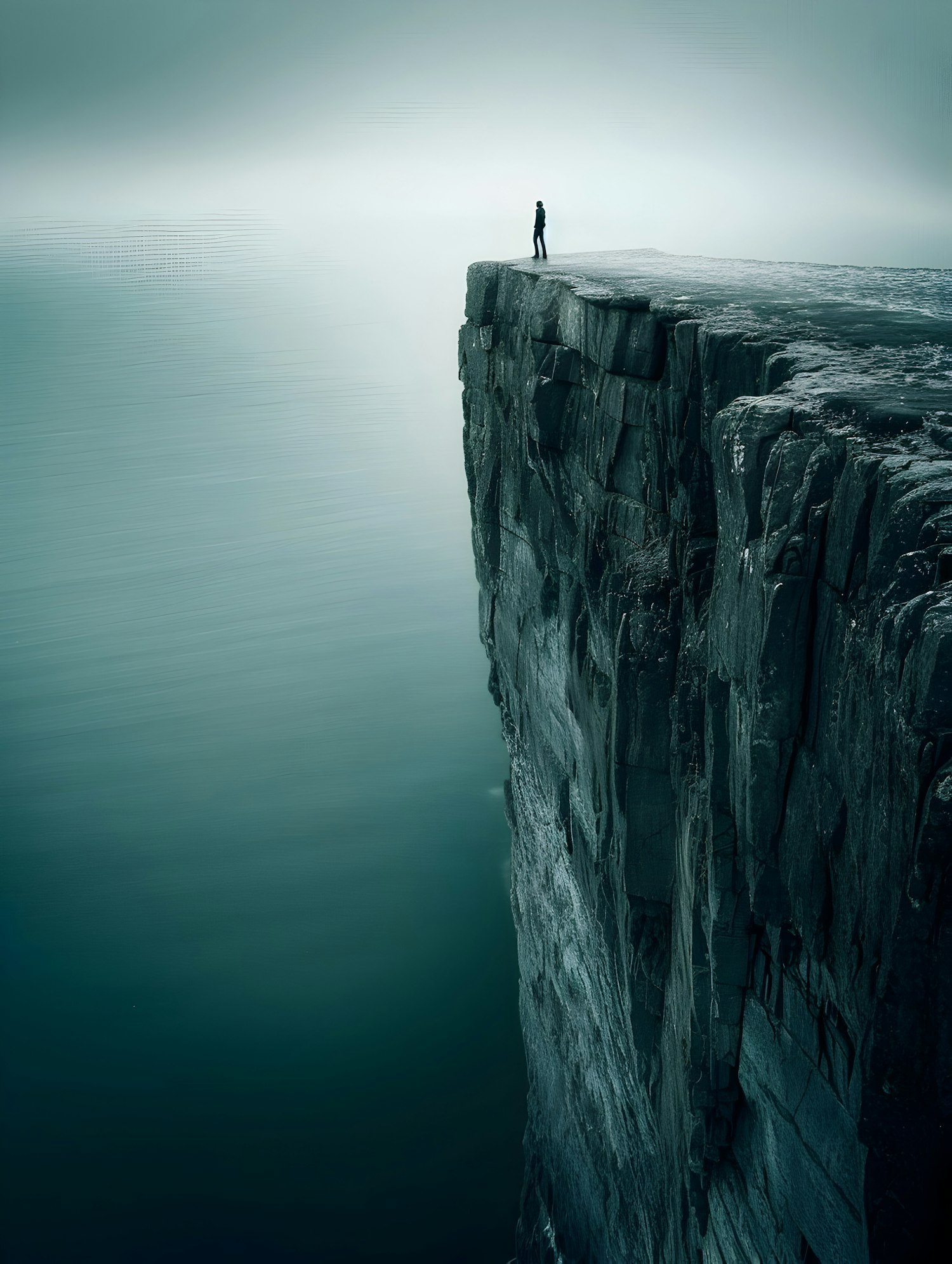 Solitary Figure on Cliff Edge