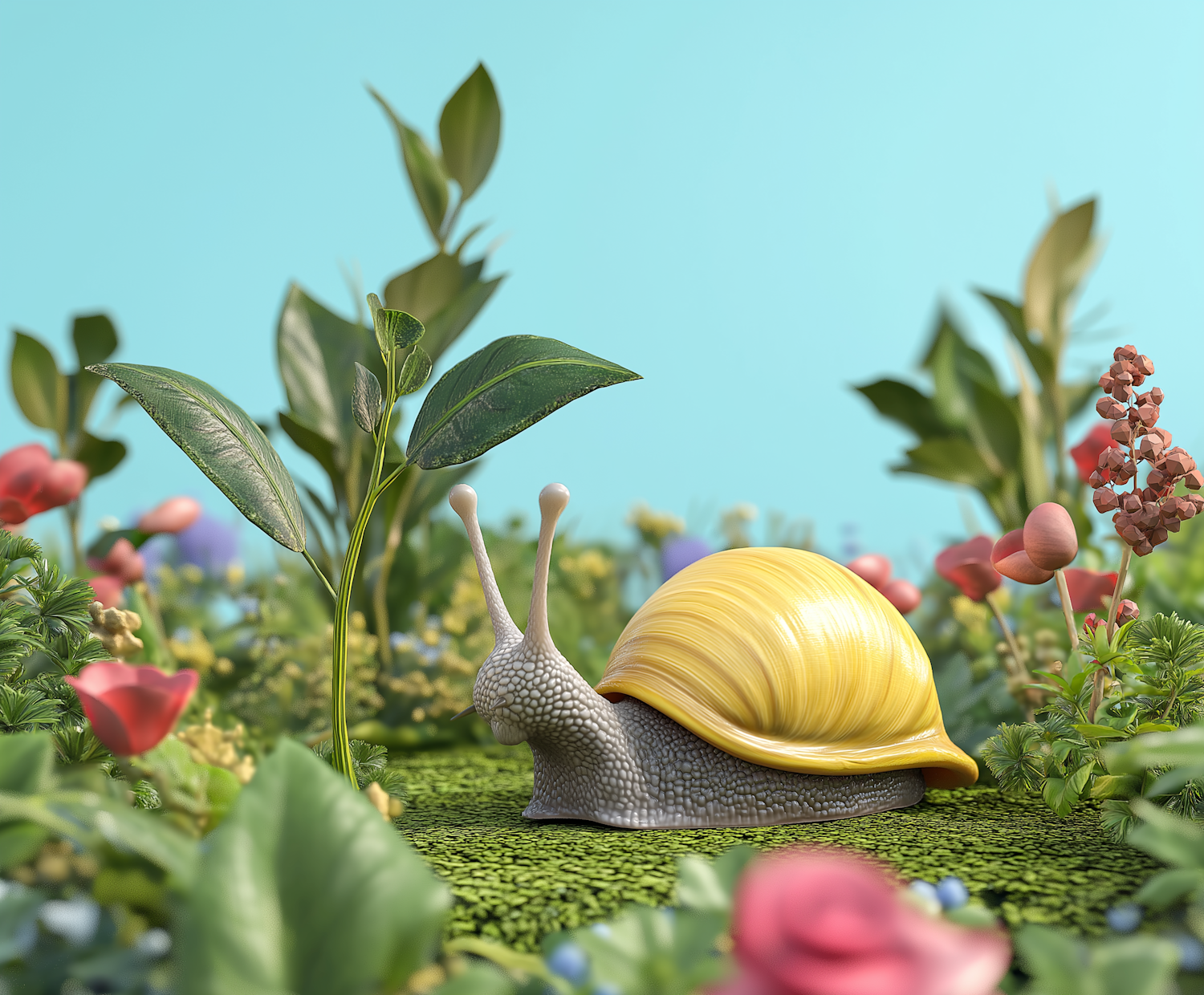 Vibrant Snail in Lush Environment