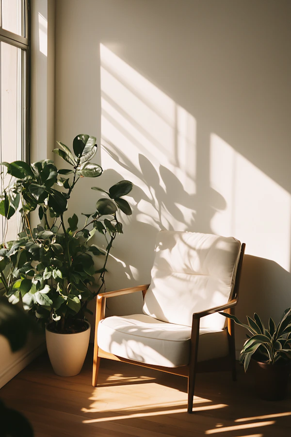 Serene Room Corner with Chair and Plants