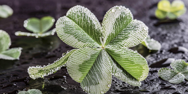 Clover with Water Droplets