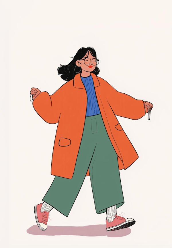 Stylized Cartoon Character of Fashionable Young Woman