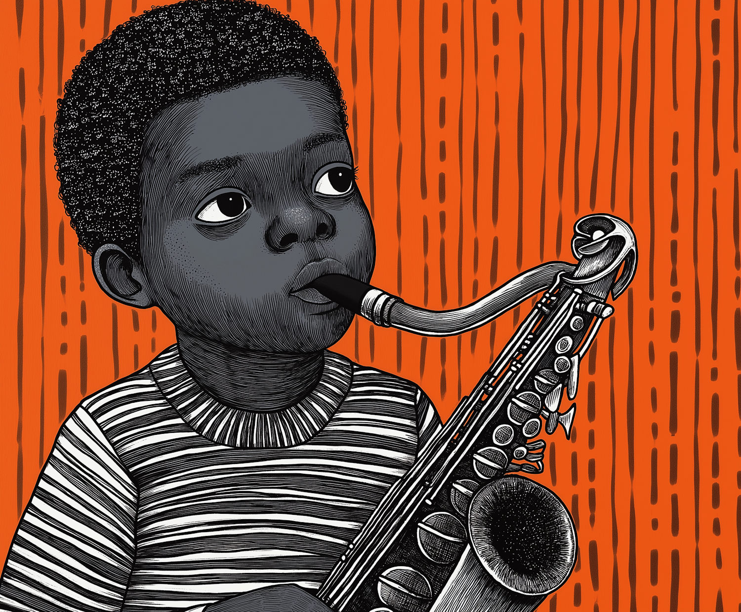 Vibrant Saxophone Player Illustration