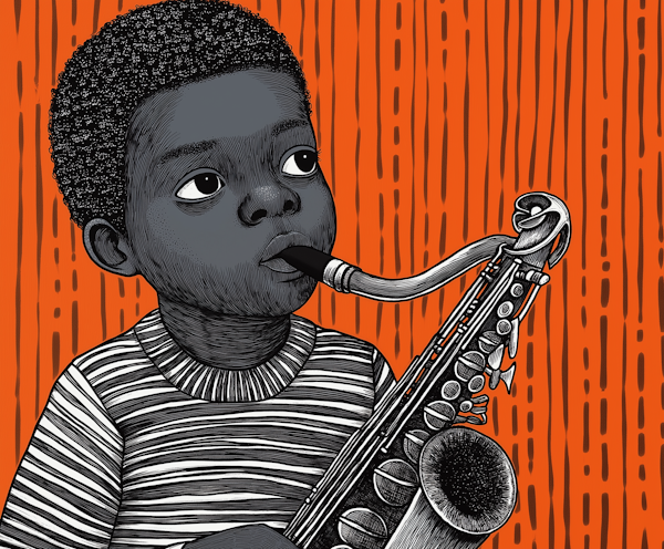 Vibrant Saxophone Player Illustration