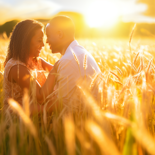 Sunset Embrace in the Wheat Field