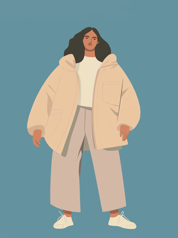 Stylish Woman in Winter Attire Illustration